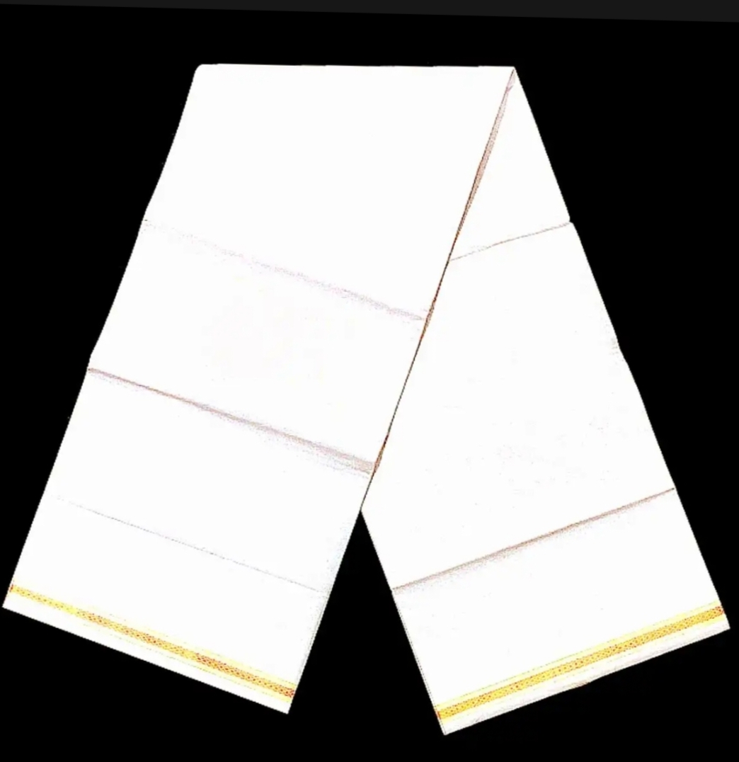 Picture of Cotton Fabrics best quality 5hand lungi white /black from smart men