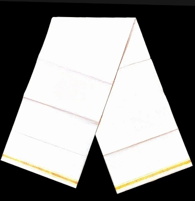 Picture of Cotton Fabrics best quality 5hand lungi white /black from smart men