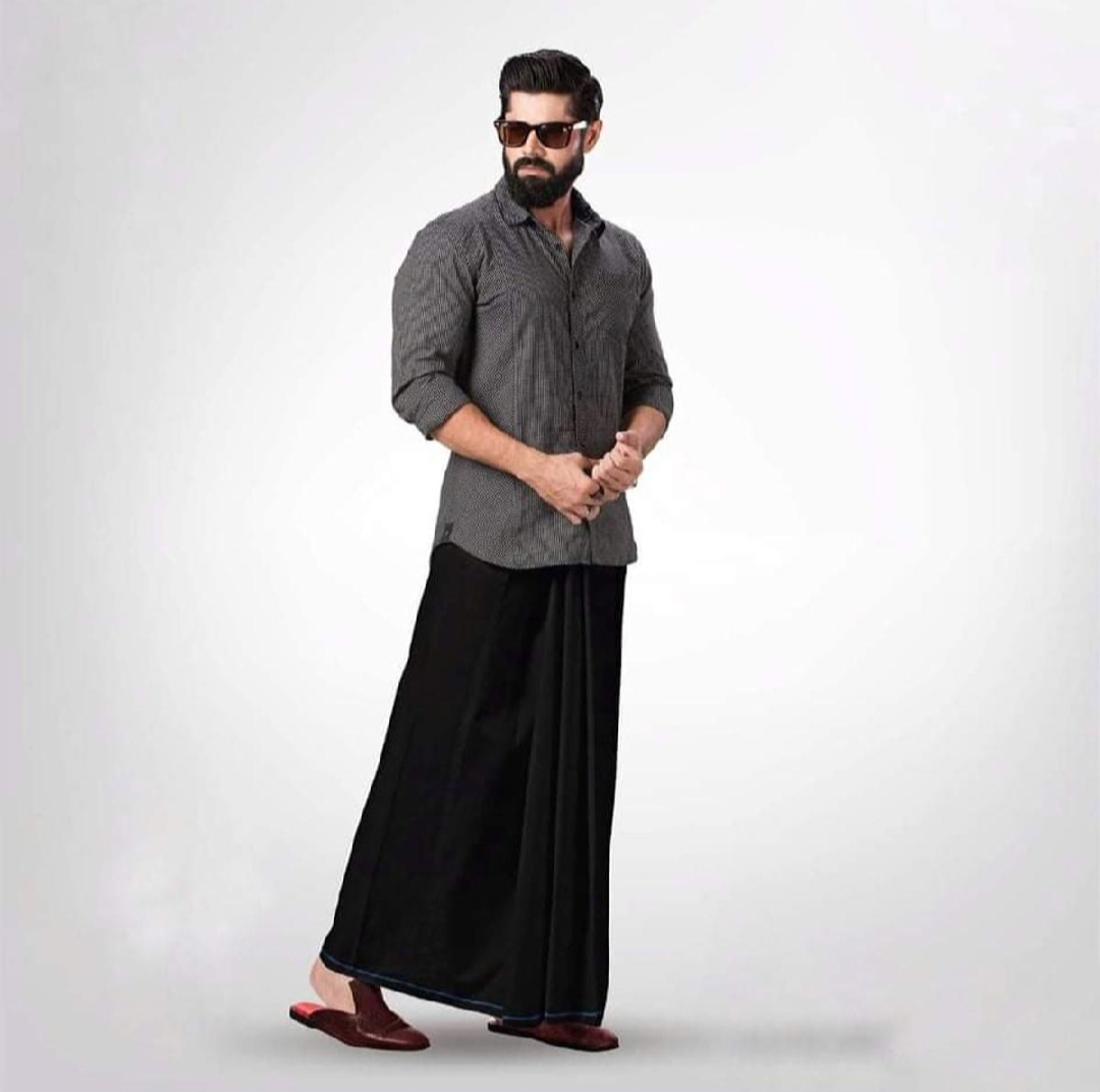Picture of Balck/White Colour ATM brand 100% cotton Lungi for Smart Men