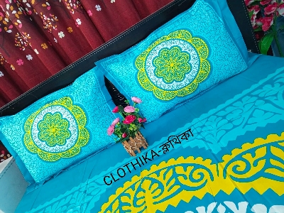 Picture of Digital Home Tex Luxury panel bedsheet king size (8feet/7.5feet) with 2 pillows cover & 1 side pillow cover for Home decorations