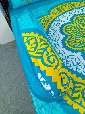 Picture of Digital Home Tex Luxury panel bedsheet king size (8feet/7.5feet) with 2 pillows cover & 1 side pillow cover for Home decorations