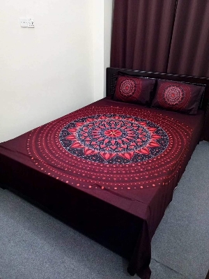 Picture of New Design Luxury panel bedsheet king size (8feet/7.5feet) with 2 pillows cover & 1 side pillow cover for home decorations