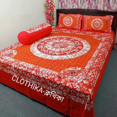 Picture of New Design Luxury Panel Bedsheet king size(8feet×7.5 feet) with 2 stabdard size pillows cover & 1 side pillow cover for home decorations