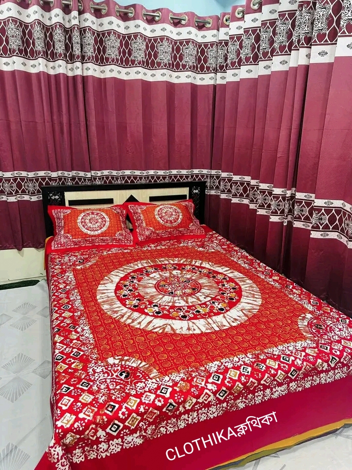 Picture of New Luxury Panel Bedsheet King size(8feet×7.5feet) with 2 pillows cover & 1side pillow cover for home decorations.