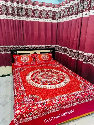 Picture of New Luxury Panel Bedsheet King size(8feet×7.5feet) with 2 pillows cover & 1side pillow cover for home decorations.