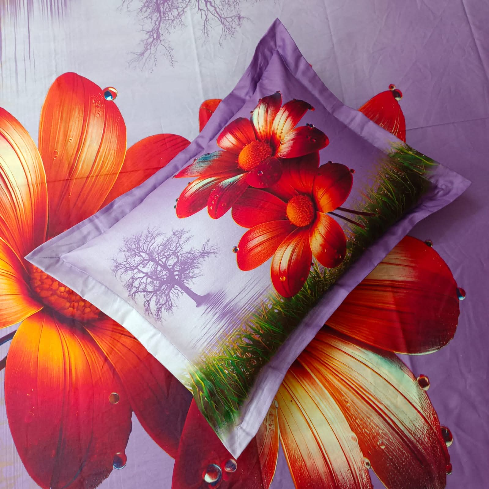 Picture of Pakiza Home Tex Luxury Panel Bedsheet king size(8feet×7.5feet) with 2 pillows cover for home decorations