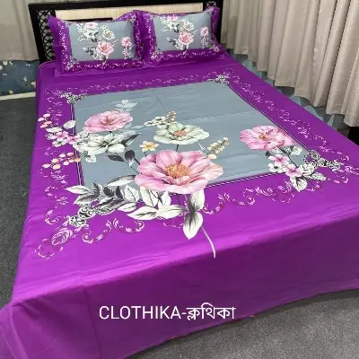 Picture of Premium Quality Panel Bedsheet king size(8feet×7.5feet) with 2 pillows cover & 1side pillow cover for home decorations