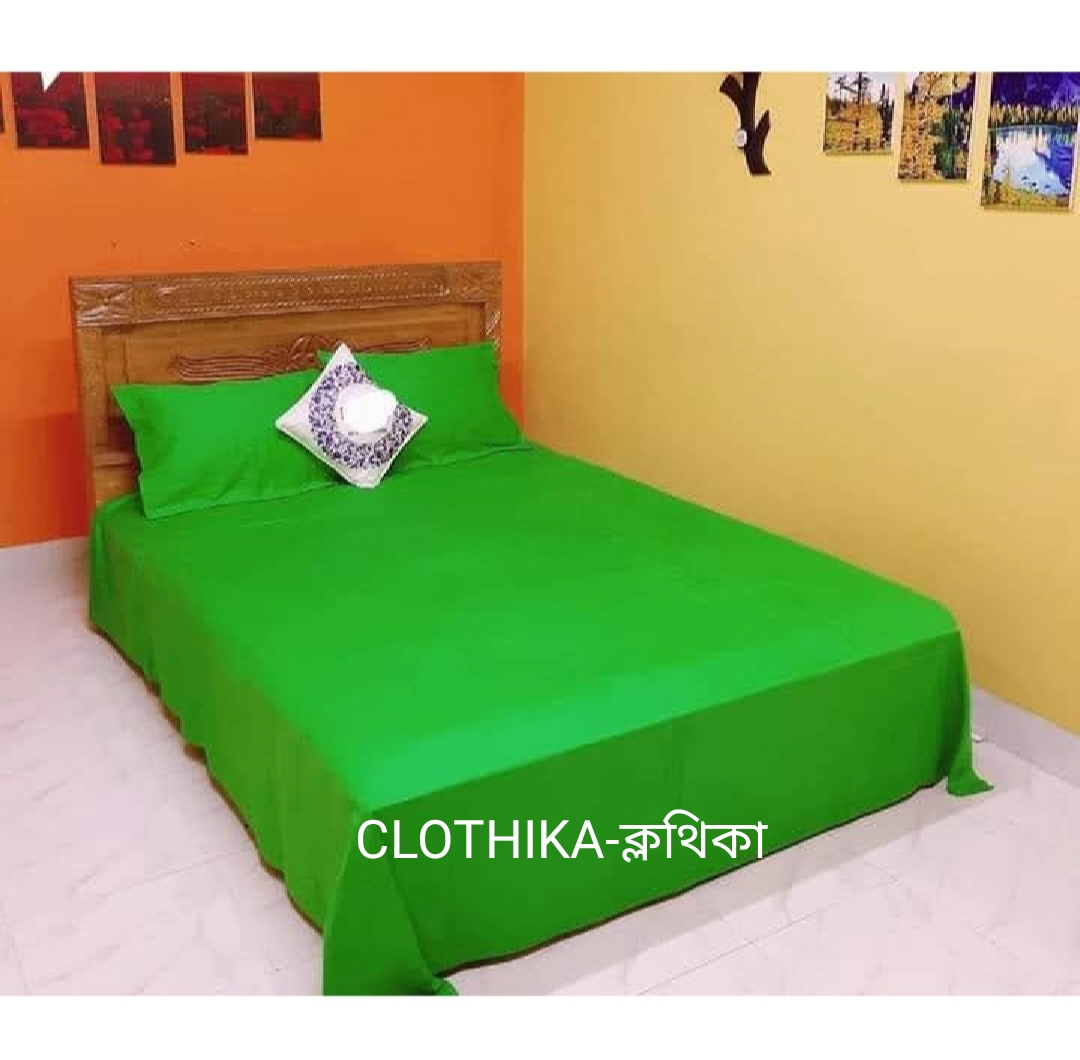 Picture of Solid Colour Twill Cotton Fabrics Bedsheet king size(8feet×7.5feet) with 2 pillows cover for home decorations