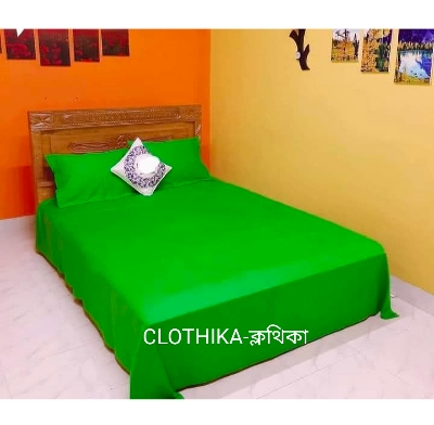 Picture of Solid Colour Twill Cotton Fabrics Bedsheet king size(8feet×7.5feet) with 2 pillows cover for home decorations