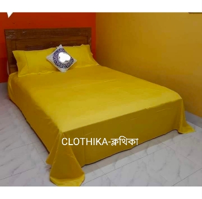 Picture of Solid Colour Twill Cotton Fabrics Bedsheet king size(8feet×7.5feet) with 2 pillows cover for home decorations