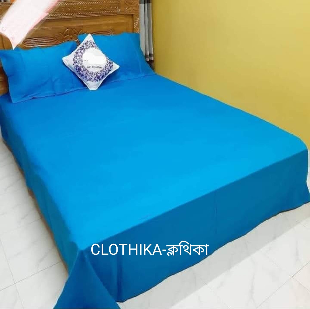 Picture of Solid Colour Twill Cotton Fabrics Bedsheet king size(8feet×7.5feet) with 2 pillows cover for home decorations