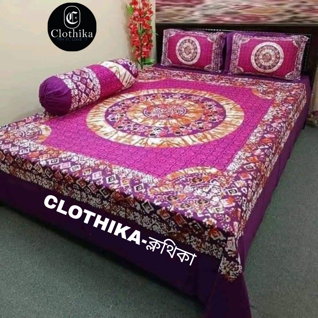 Picture of New Design Luxury Panel Bedsheet king size(8feet×7.5feet) with 2 pillows cover & 1side pillow cover for home decorations