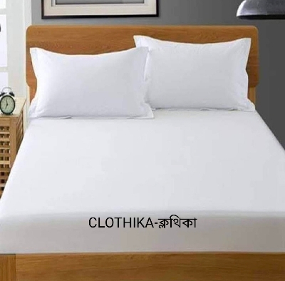 Picture of Solid Colour Twill Cotton Bedsheet king size(8feet×7.5feet) with 2 pillows cover for home decorations