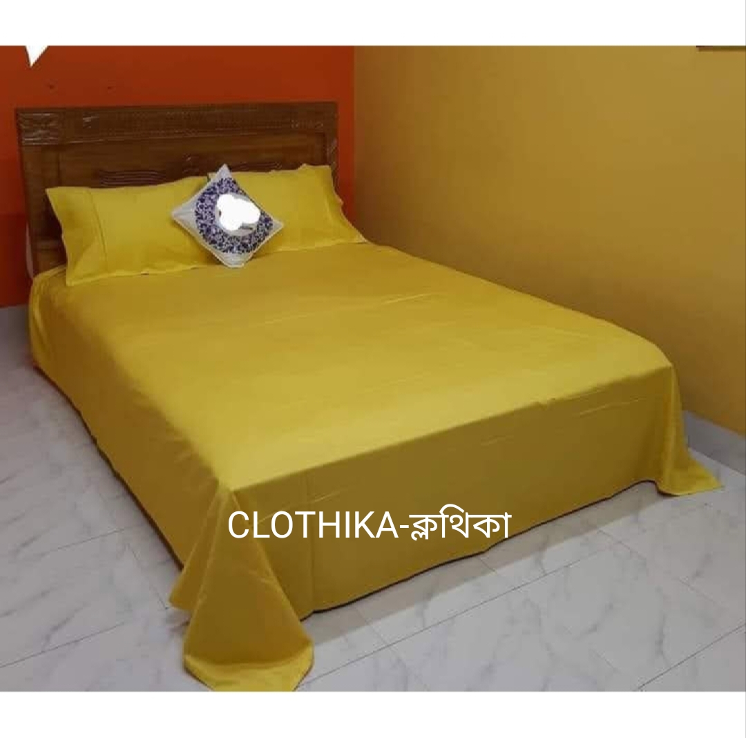 Picture of Solid Colour Twill Cotton Bedsheet king size(8feet×7.5feet) with 2 pillows cover for home decorations