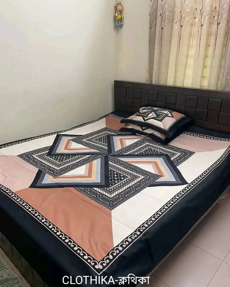 Picture of Premium Quality Panel Bedsheet King size(8feet×7.5feet) with 2 pillows cover & 1side pillow cover for home decorations