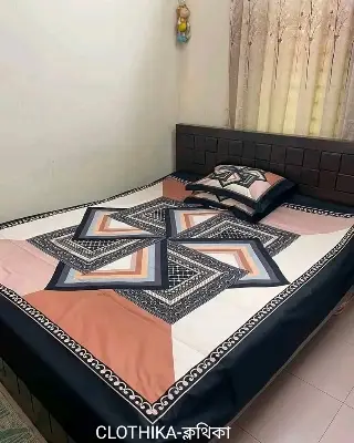 Picture of Premium Quality Panel Bedsheet King size(8feet×7.5feet) with 2 pillows cover & 1side pillow cover for home decorations