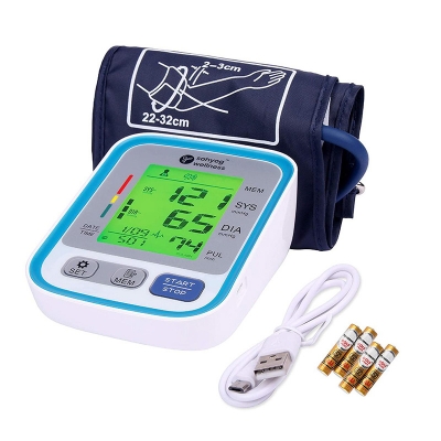 Picture of Fully Automatic Upper Arm Digital Blood Pressure Monitor Machine with Normal Sized Cuff having USB Cable & Battery