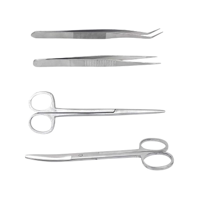 Picture of স্টেইনলেস স্টিল সার্জিক্যাল ইনস্ট্রুমেন্ট সেট 6 ইঞ্চি কাঁচি, বাঁকা কাঁচি, ব্লান্ট এন্ড ফোর্পস, বাঁকা ব্লান্ট এন্ড ফোর্পস