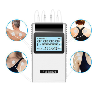 Picture of Migeet TENS EMS Muscle Stimulator 15 Modes & 4 Outputs 8 Pads for Natural Pain Relief Electric Pulse Impulse Mini Massager Machine Portable electrotherapy Machine
