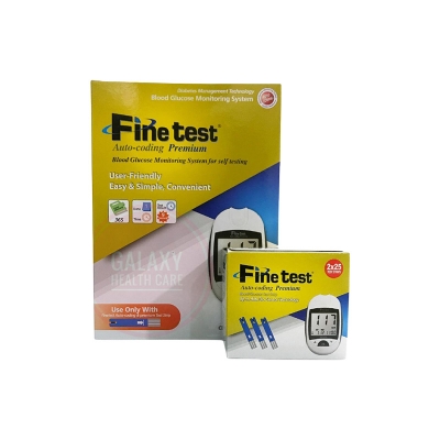 Picture of 25 টেস্ট স্ট্রিপ এবং 50 স্ট্রিপের কম্বো সহ ফাইনটেস্ট গ্লুকোমিটার