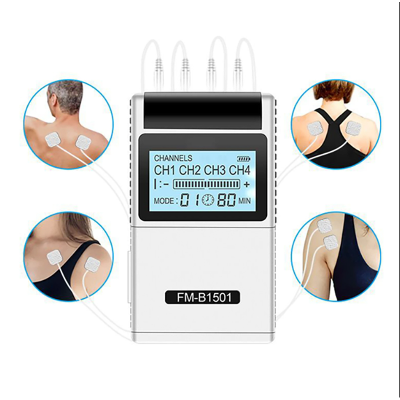 Picture of Migeet TENS EMS Muscle Stimulator 15 Modes & 4 Outputs 8 Pads for Natural Pain Relief Electric Pulse Impulse Mini Massager Machine Portable electrotherapy Machine
