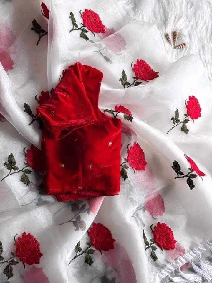 Picture of Exclusive Viral Georgette sharee with embroidery work blouse pics 3 Ratings