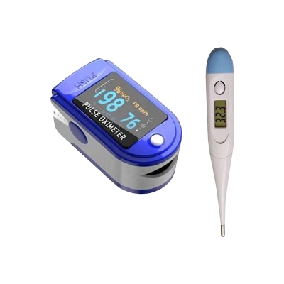 Picture of পালস অক্সিমিটার ফিঙ্গারটিপ এবং থার্মোমিটার, রক্ত অক্সিজেন স্যাচুরেশন মনিটর ফিঙ্গারটিপ রক্ত অক্সিজেন মিটার ফিঙ্গার অক্সিমিটার, অক্সিজেন জন্য ও 2 মনিটর ফিঙ্গার (নীল) কম্বো অফার