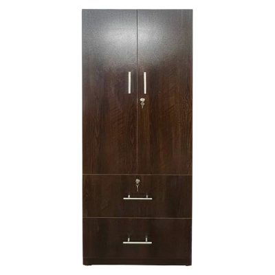 Picture of Furniture Express 2 Part Almirah with coat hanger shelf & 2 Locker Drawer Alamary / Laminated Board Wardrobe2 Door Almira - Best Quality Furniture