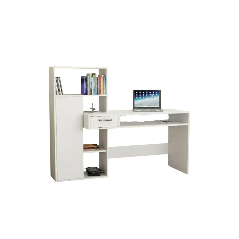 Picture of Furniture Express Home Office Computer Table Study Table | Laptop Desk With Shelves (White Color Finish) - Study Table