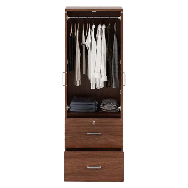 Picture of Furniture Express 2 Part Almirah with coat hanger shelf & 2 Locker Drawer Alamary / Laminated Board Wardrobe2 Door Almira - Best Quality Furniture
