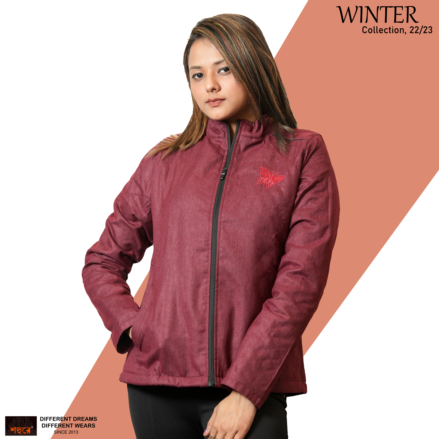 Picture of Shohure Maroon color Double part air proof Ladies jacket