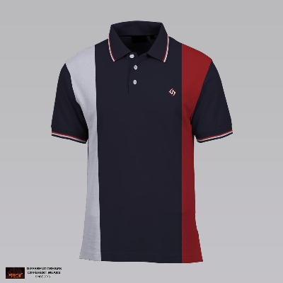 Picture of Shohure White Red Navy Contrast Short Sleeve Polo Tshirt