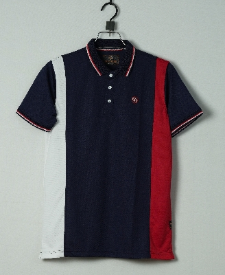 Picture of Shohure White Red Navy Contrast Short Sleeve Polo Tshirt