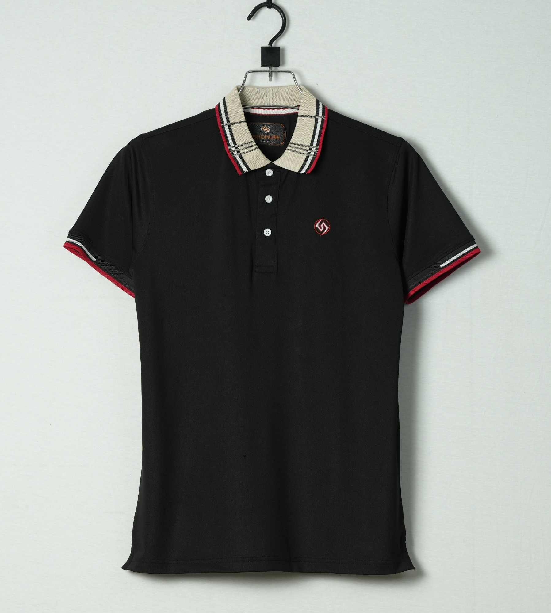 Picture of Shohure Black Color Lycra Pk Short Sleeve Polo Tshirt
