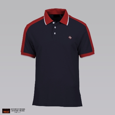 Picture of Shohure Navy Red  Contrast Short Sleeve Polo Tshirt