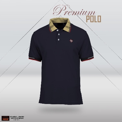 Picture of Shohure Navy Blue Lycra Pk Short Sleeve Polo Tshirt