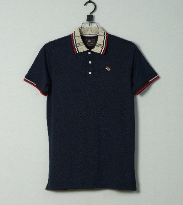 Picture of Shohure Navy Blue Lycra Pk Short Sleeve Polo Tshirt