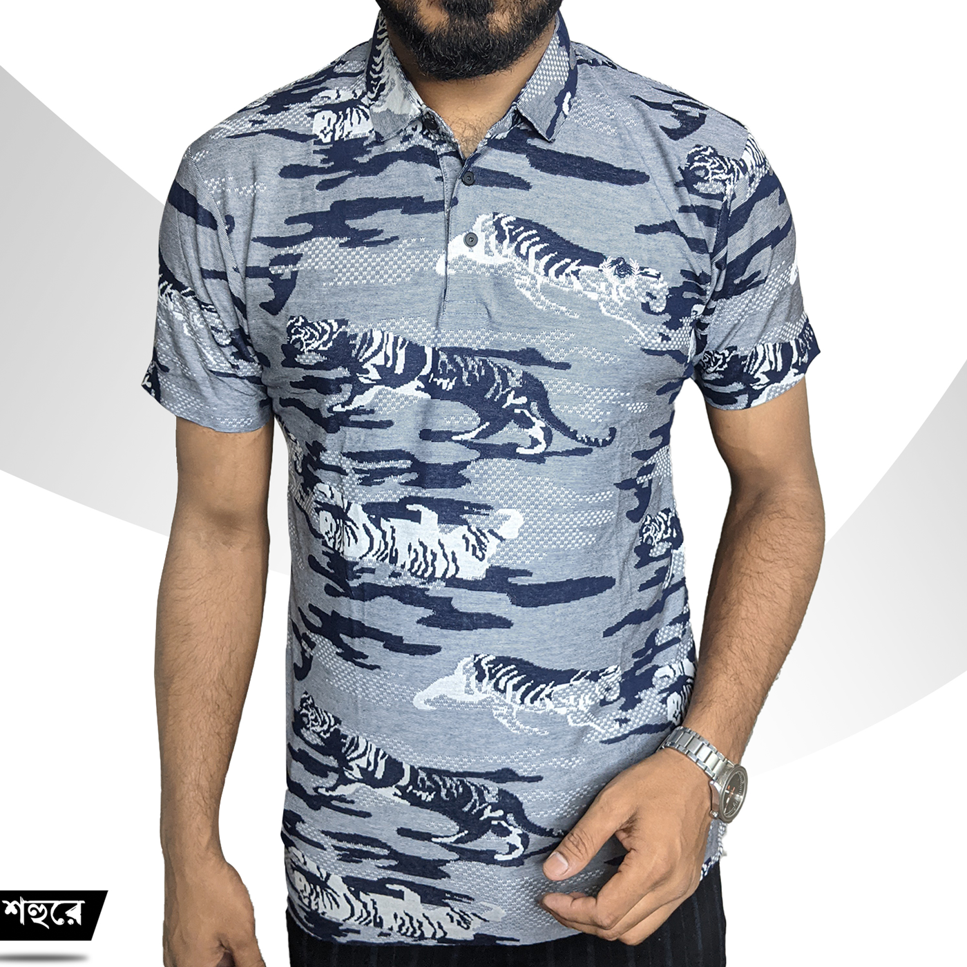 Picture of Shohure Grey Color China Imported Jacquard Fabric Polo Tshirt