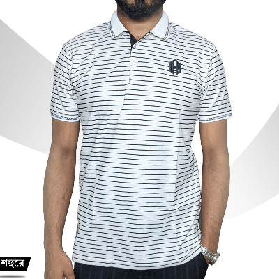 Picture of Shohure White Color Stripe PK Fabric Polo Tshirt