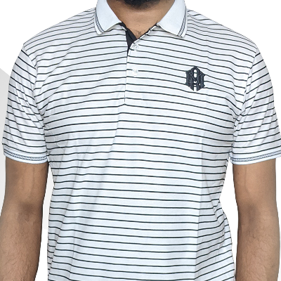 Picture of Shohure White Color Stripe PK Fabric Polo Tshirt