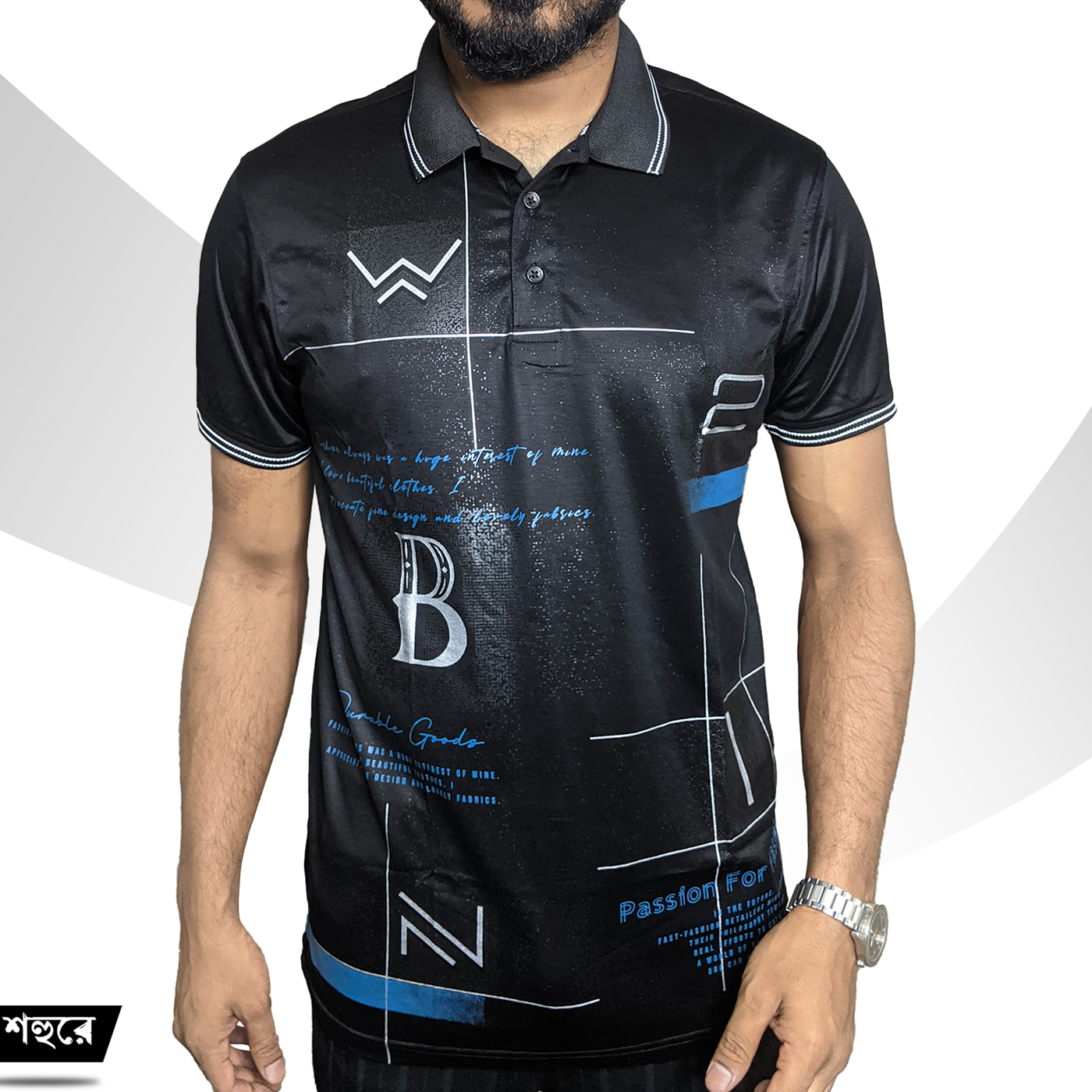 Picture of Shohure Black Color China Imported Mercerised Fabric Polo Tshirt