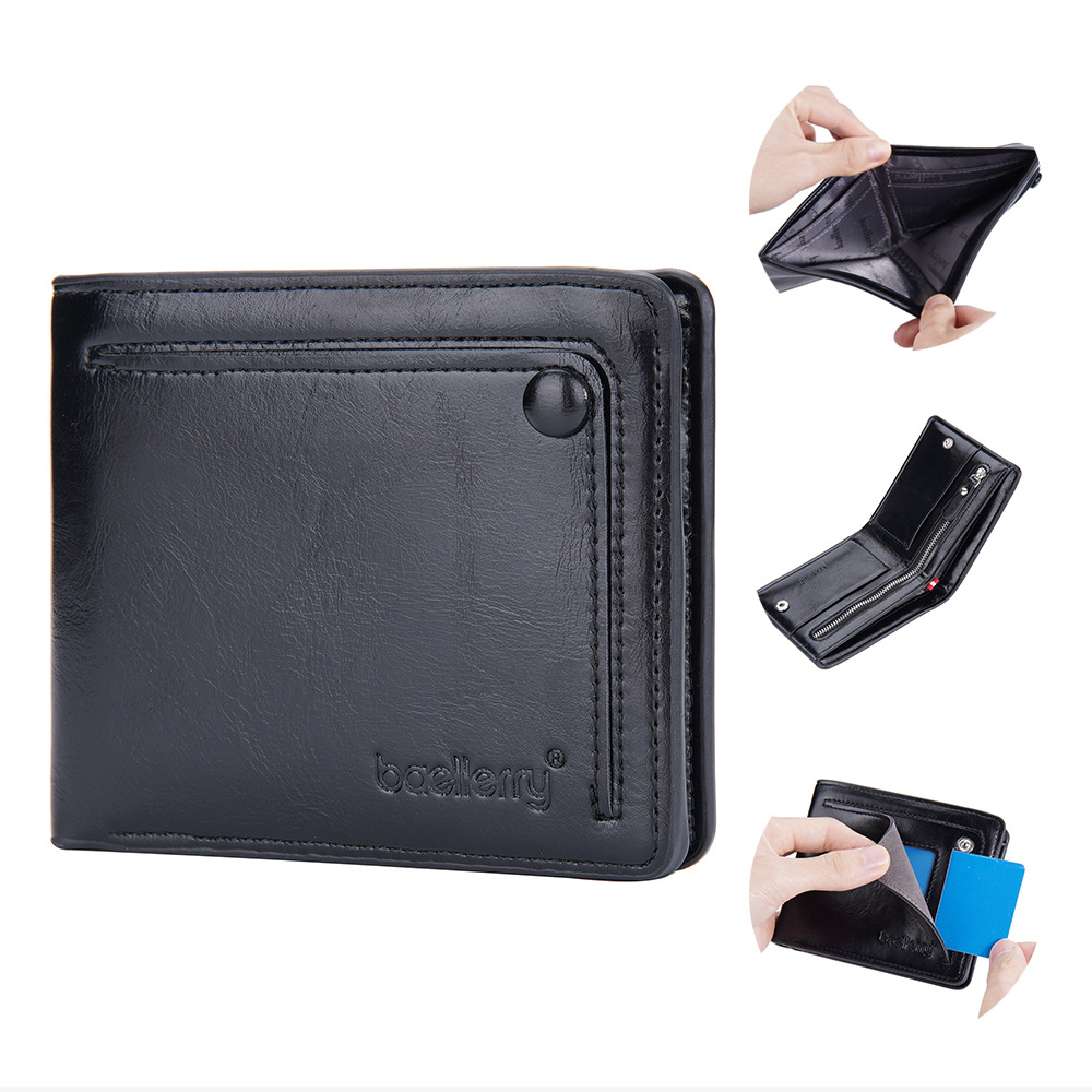 Picture of High Quality Full Grain pu Leather Wallet For Men - Jet Black