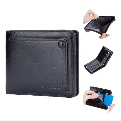 Picture of High Quality Full Grain pu Leather Wallet For Men - Jet Black
