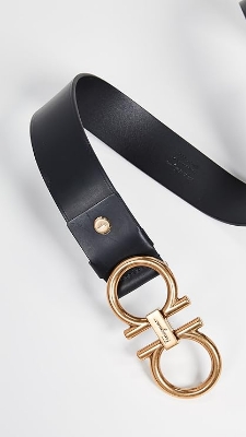 Picture of Salvatore Ferragamo Ferragamo Adjustable Gancini Belt In Black Calfskin Leather, New Black Leather Formal Belt For Men .