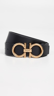 Picture of Salvatore Ferragamo Ferragamo Adjustable Gancini Belt In Black Calfskin Leather, New Black Leather Formal Belt For Men .