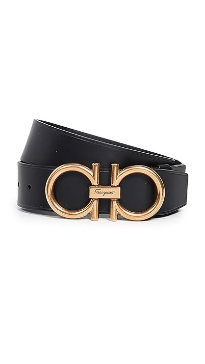 Picture of Salvatore Ferragamo Ferragamo Adjustable Gancini Belt In Black Calfskin Leather, New Black Leather Formal Belt For Men .