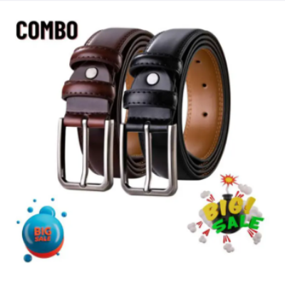 Picture of 2 pice Belt black & Brown Belt combo offer belt for men (wallet Free)