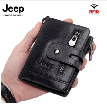 Picture of Luxury Striped Men's Leather Wallet 3 Folds Male Purse With Photo Holder Credit Card Holder For Man