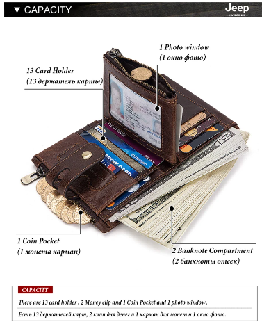 Picture of Luxury Striped Men's Leather Wallet 3 Folds Male Purse With Photo Holder Credit Card Holder For Man