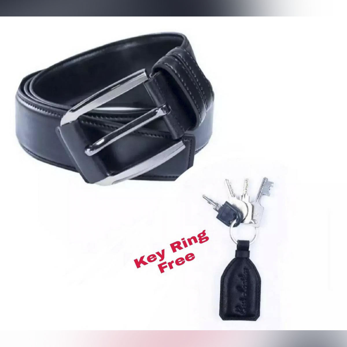 Picture of Black Leather Formal Belt For Artificial Leather new collection brown Belt For Men 2024 (Key Ring FREE)